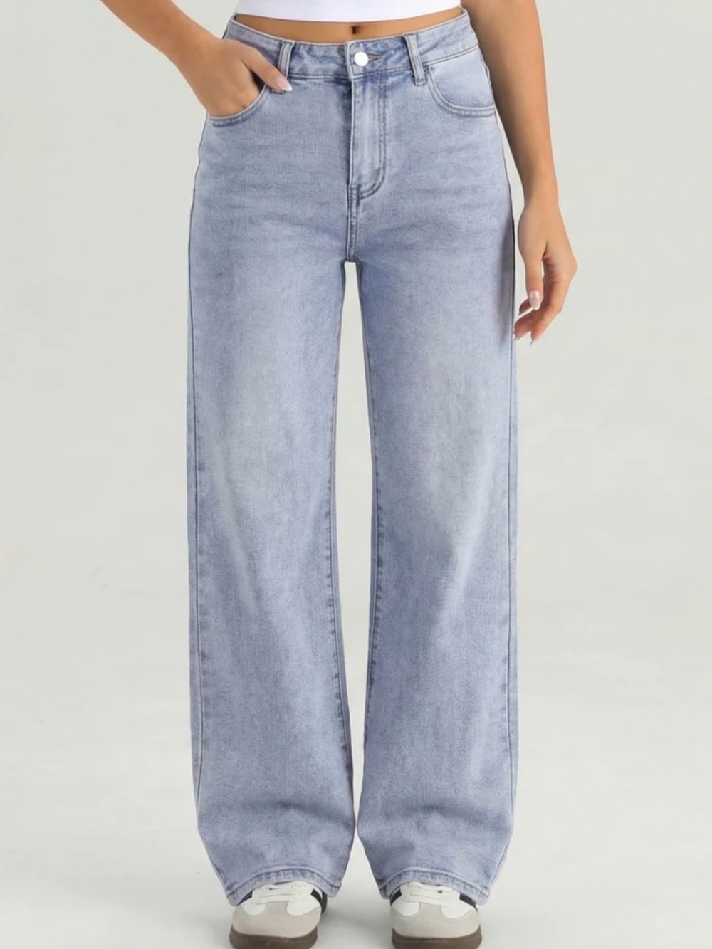 KATCH ME Women’s High Waist Multi Pocket Wide Leg Stretch Jeans